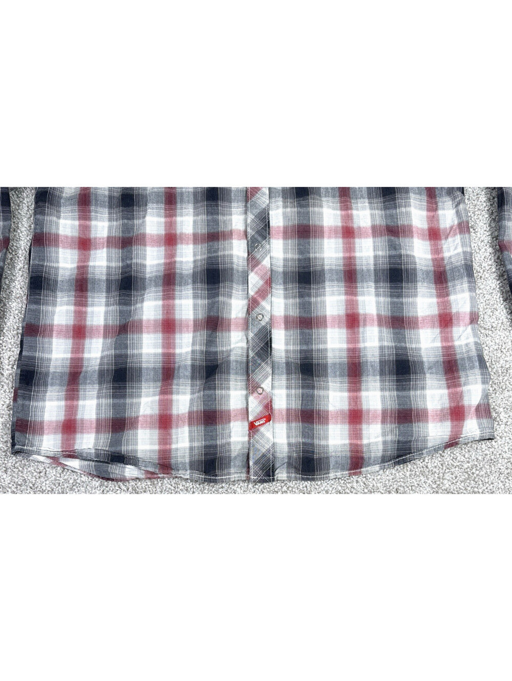 Vans Shirt Mens XXL 2XL Red Gray Plaid Western Snap Button LS Skate Western - Picture 7 of 9